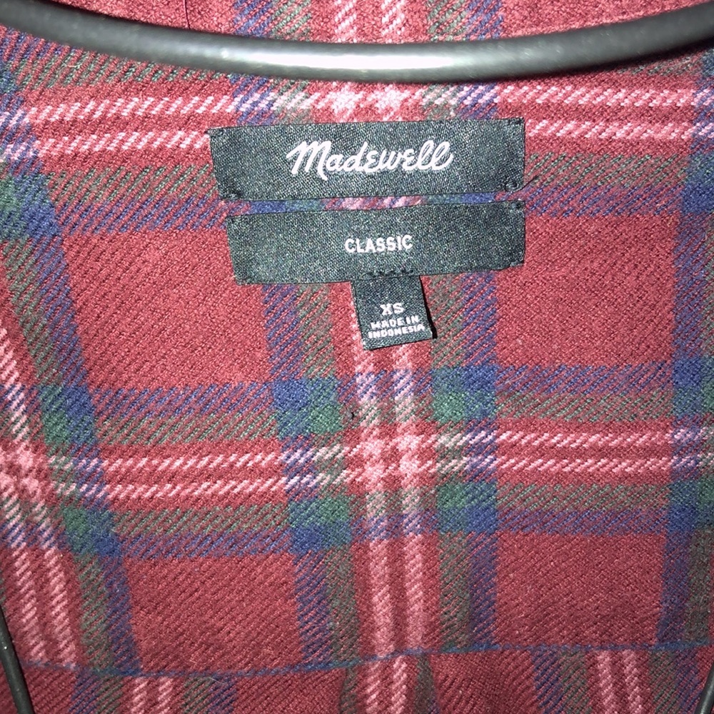 Madewell Red Flannel causal cotton flannel red/green comfy soft classic top - Picture 5 of 12